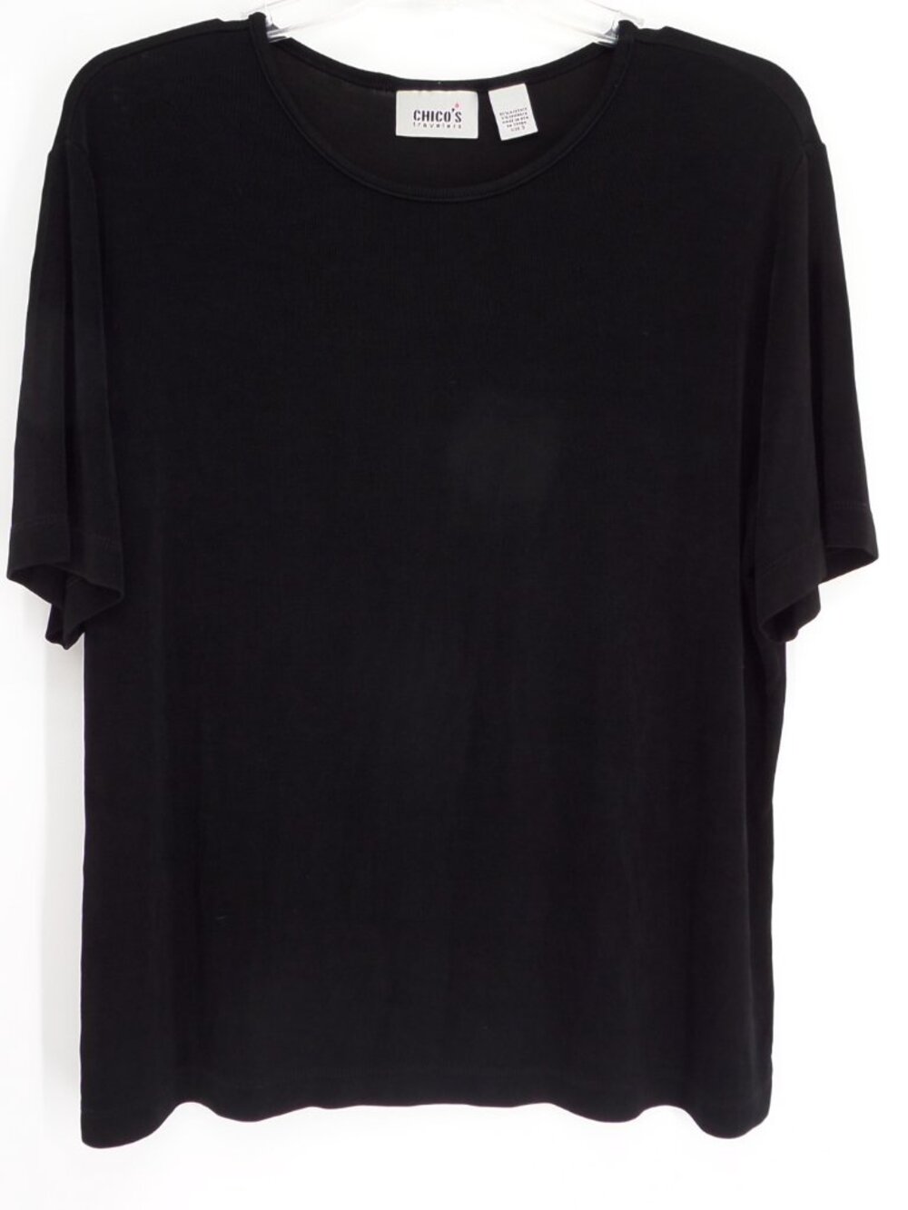 Chico's Travelers  Women's Fall Short Sleeve Black Color  Top  Size 3 US XL